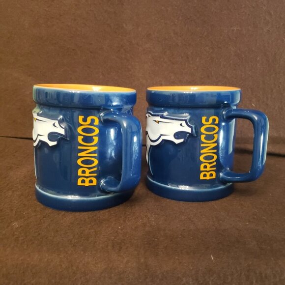 Pair Blue Denver Broncos‎ Ceramic Coffee Mugs Cups NFL - Picture 6 of 11